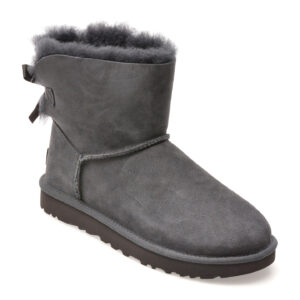 Ghete UGG gri, MINI BAILEY BOW II, din piele intoarsa