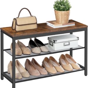 Pantofar tip Bancuta, Doctor Home Earth, 75 x 28.5 x 48 CM, Cadru Metal- Maro Rustic