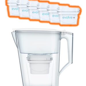 6 filtre de apa Evolve + Cana filtranta Aqua Optima Liscia, alb, 2,5 litri