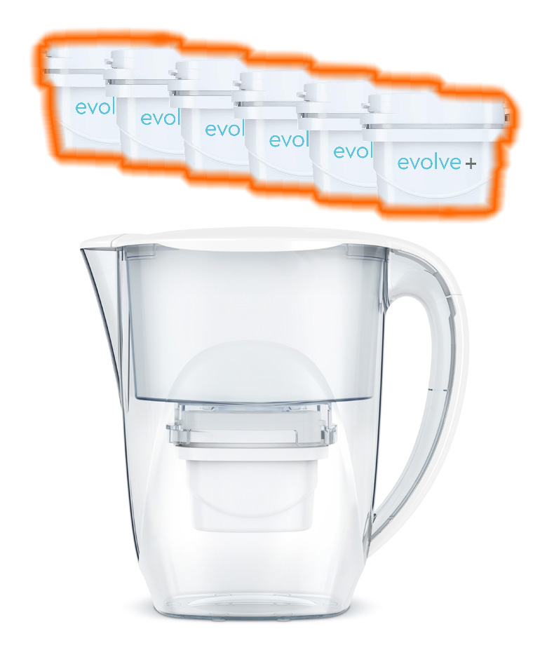 6 filtre de apa Evolve + Cana filtranta Aqua Optima Oria, 2,8 litri, Alb