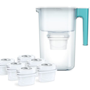 6 filtre Evolve + Cana filtranta de apa Aqua Optima Perfect Pour, albastru, 3,6 litri