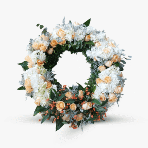 Coroana funerara cu hortensie alba