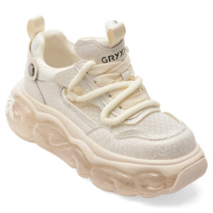Pantofi sport GRYXX albi, 5372, din material textil si piele naturala