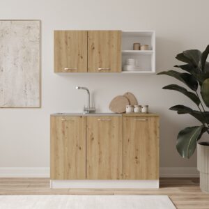 Set Bucatarie Ara, Stejar Artisan/Alb, L 120 cm