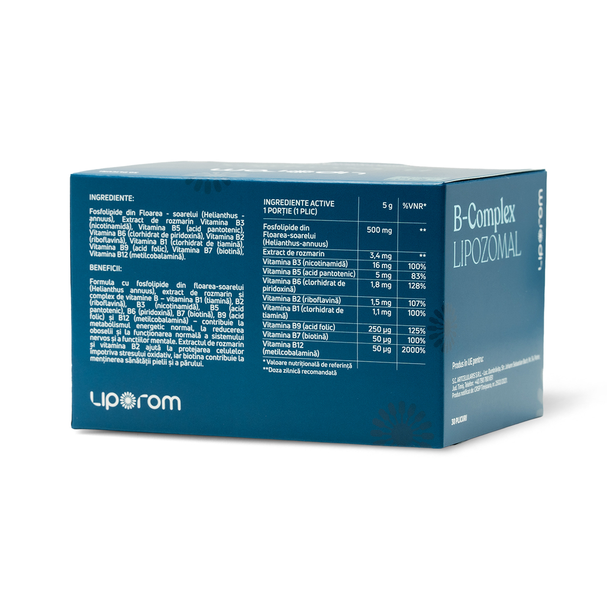 B-Complex lipozomal, 30 plicuri, Liporom - Image 3
