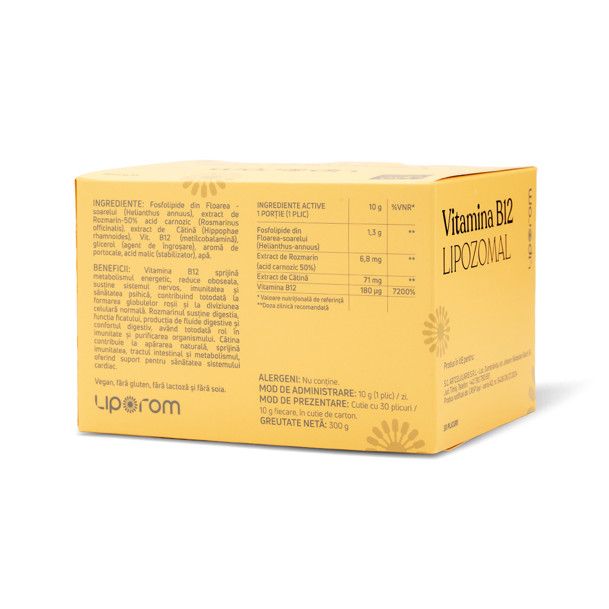 Vitamina B12 Lipozomală 300 mg Liporom – energie, sistem nervos și imunitate - Image 3