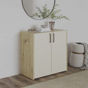 Comoda Malmo, 2 Usi, Stejar Artisan/Argila, 81 x 42 x 80 cm