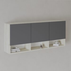 Dulap suspendat Malmo, 3 Usi, Stejar Alb/Antracit, 144 x 27 x 60 cm