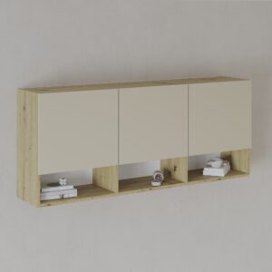 Dulap suspendat Malmo, 3 Usi, Stejar Artisan/Argila, 144 x 27 x 60 cm