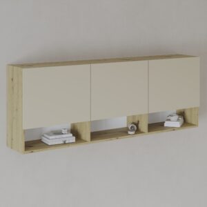 Dulap suspendat Malmo, 3 Usi, Stejar Artisan/Argila, 164 x 27 x 60 cm