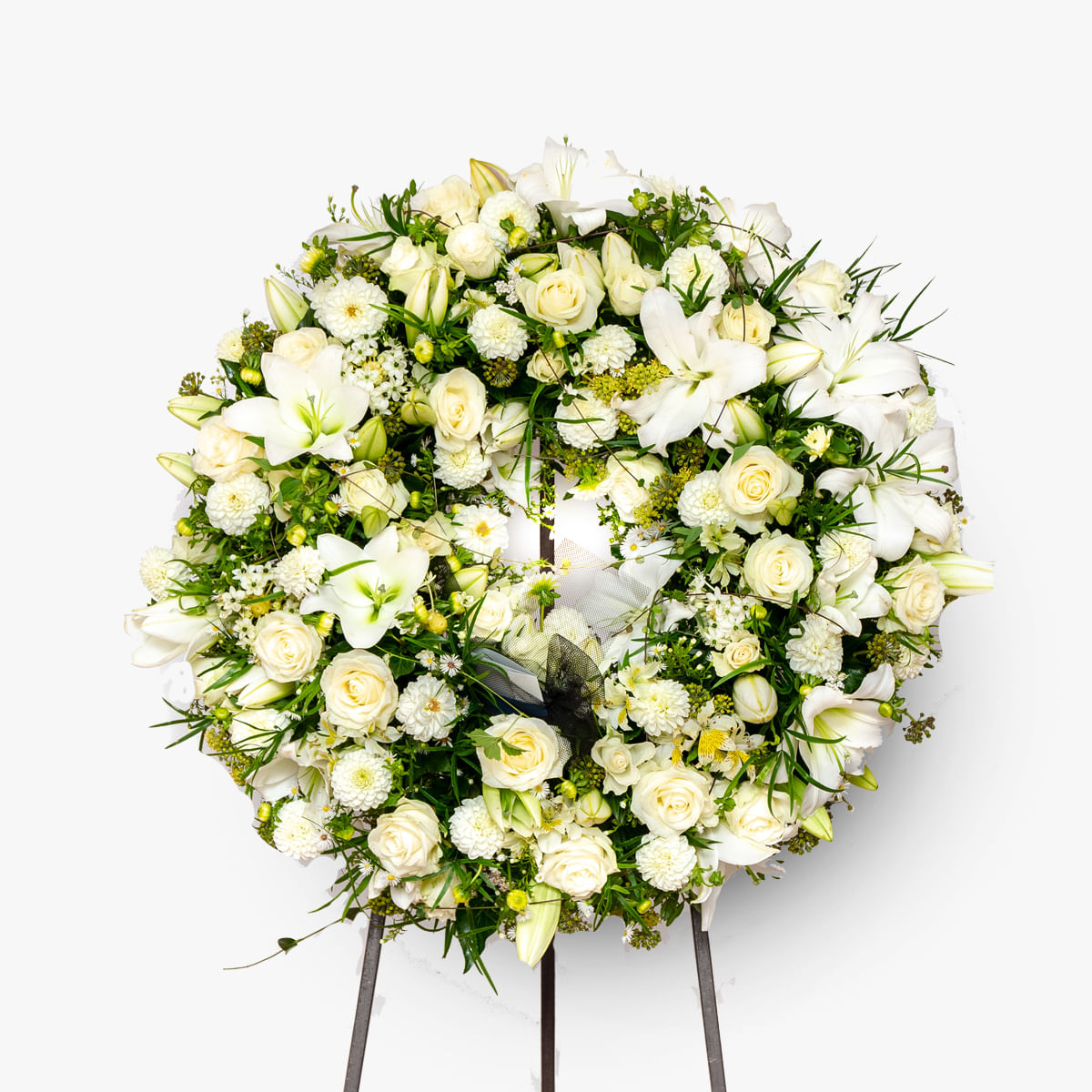 Coroana funerara cu flori albe