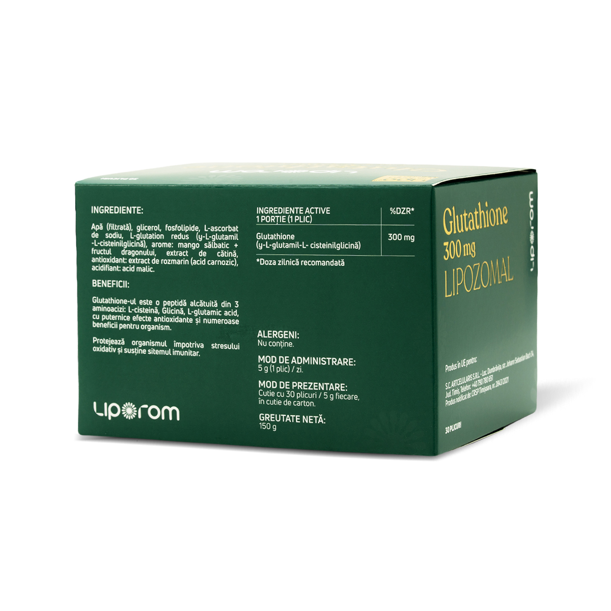 Glutathione lipozomal 300mg, 30 plicuri, Liporom - Image 2