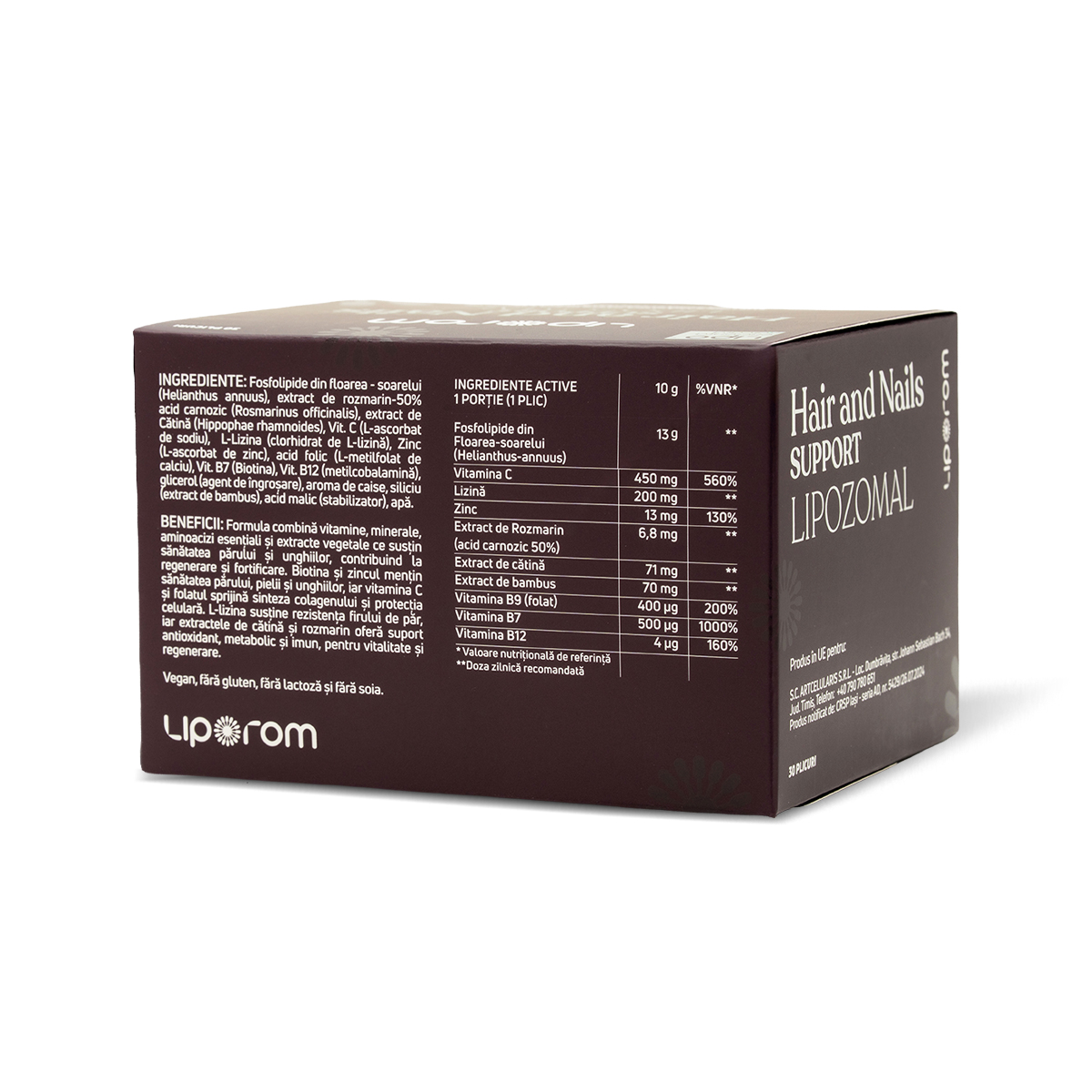 Hair & Nails Support Lipozomal Liporom, 30 plicuri – păr, unghii și collagen - Image 4