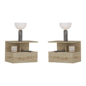 Set 2 Noptiere suspendate Kabi, 1 Usa, Stejar Artisan, 45 x 30 x 34 cm