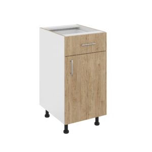 Corp Baza Karo, 1 Sertar, 1 Usa, Lemn Natural/Alb, 40 x 50 x 80 cm
