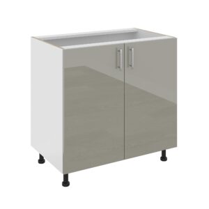 Corp Baza Karo, 2 Usi, Gri Lucios/Alb, MDF, 80 x 50 x 80 cm