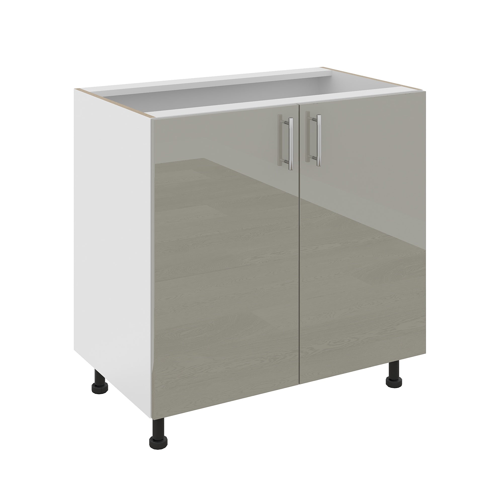 Corp Baza Karo, 2 Usi, Gri Lucios/Alb, MDF, 80 x 50 x 80 cm