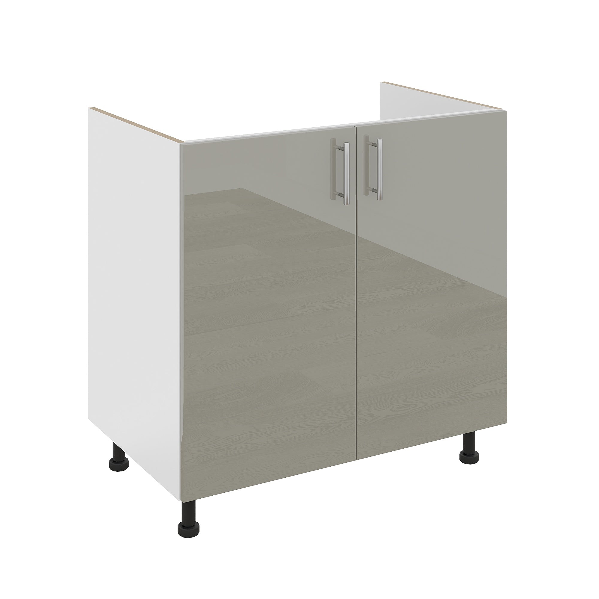 Corp Masca Chiuveta Karo, 2 Usi, Gri Lucios/Alb, MDF, 80 x 50 x 80 cm