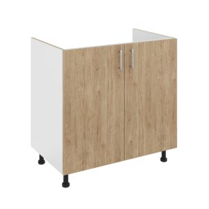 Corp Masca Chiuveta Karo, 2 Usi, Lemn Natural/Alb, 80 x 50 x 80 cm