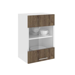 Corp Superior Karo, O Usa, cu sticla, Stejar Bronz/Alb, 40 x 30 x 60 cm