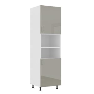 Corp Turn Karo, 2 Usi, cu spatiu cuptor, Gri Lucios/Alb, MDF, 60 x 57 x 210 cm