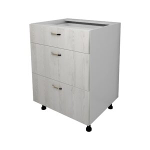 Corp Baza Lecce, 3 Sertare, Pin Alb/Alb, 60 x 50 x 80 cm