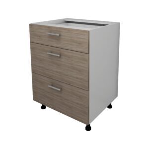 Corp Baza Lecce, 3 Sertare, Stejar Sonoma Inchis/Alb, 60 x 50 x 80 cm