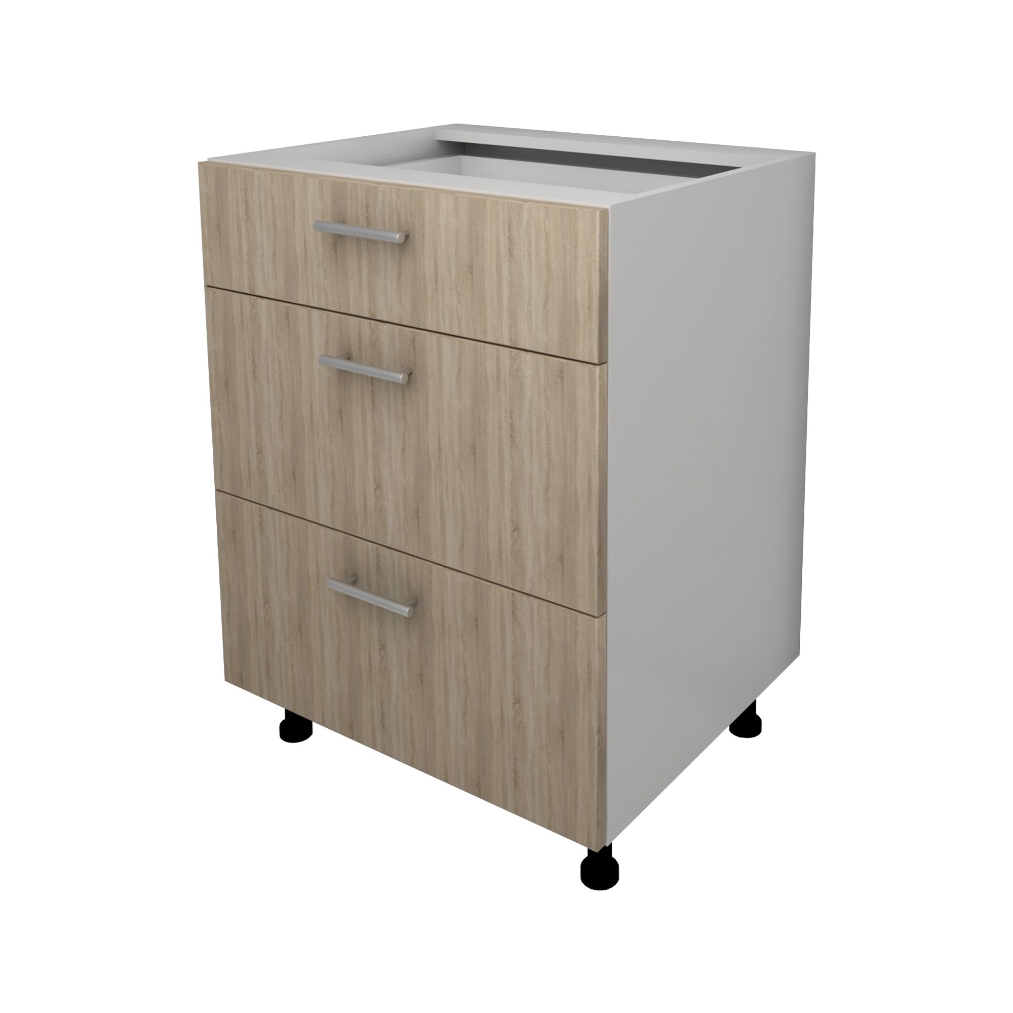 Corp Baza Lecce, 3 Sertare, Stejar Sonoma/Alb, 60 x 50 x 80 cm