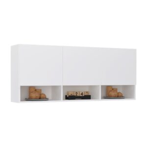 Dulap suspendat Malmo, 3 Usi, Alb, 144 x 27 x 60 cm