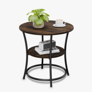 Masuta Cafea, Doctor Home Earth, 55 x 55 x 55 CM, Cadru Metal – Maro Rustic