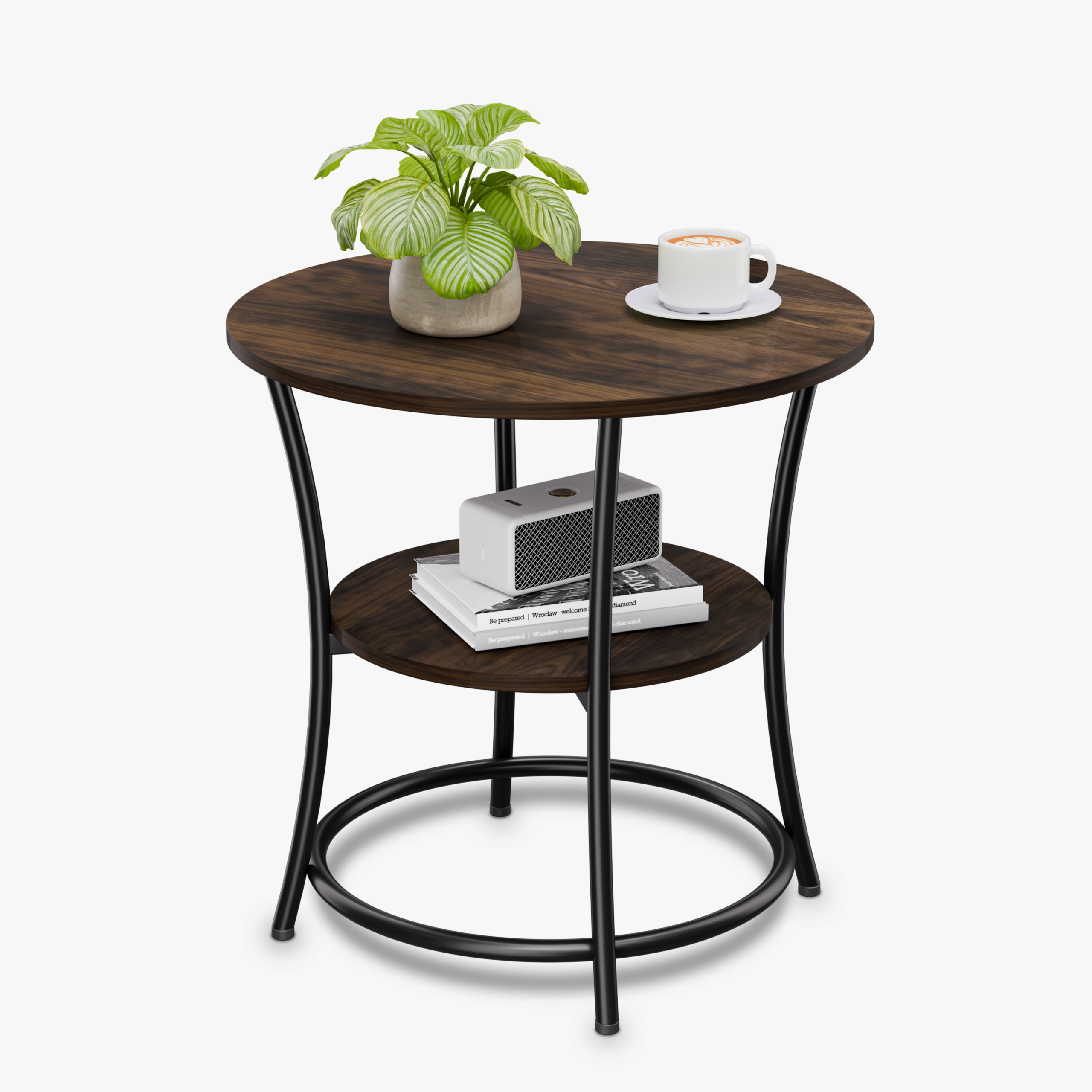 Masuta Cafea, Doctor Home Earth, 55 x 55 x 55 CM, Cadru Metal - Maro Rustic