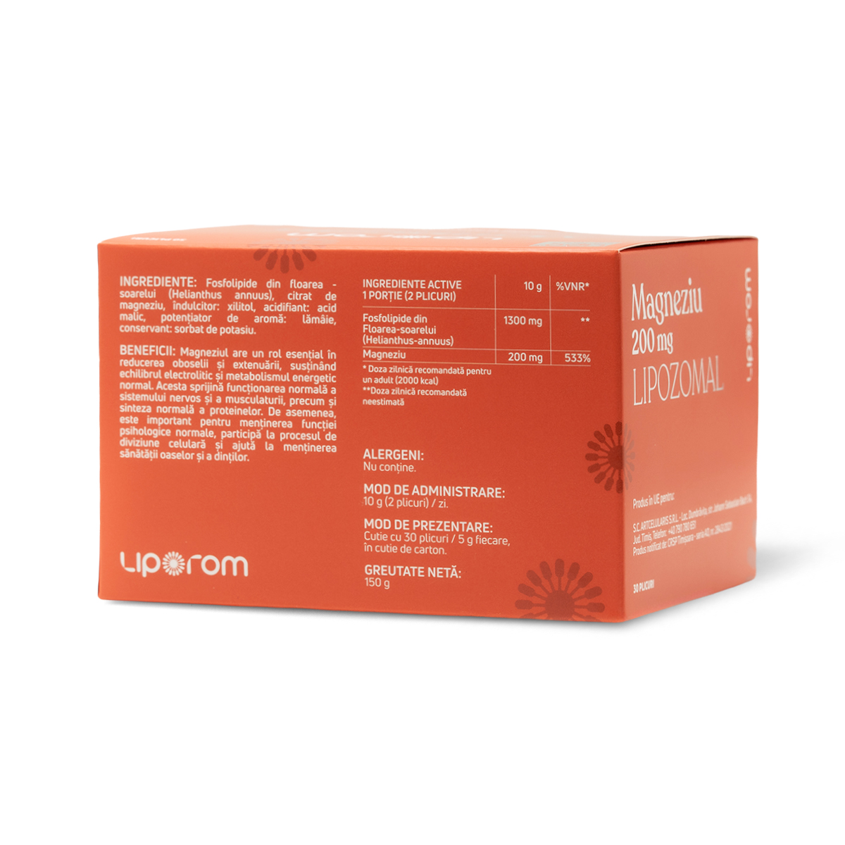 Magneziu lipozomal, 200mg, 30 plicuri, Liporom - Image 3