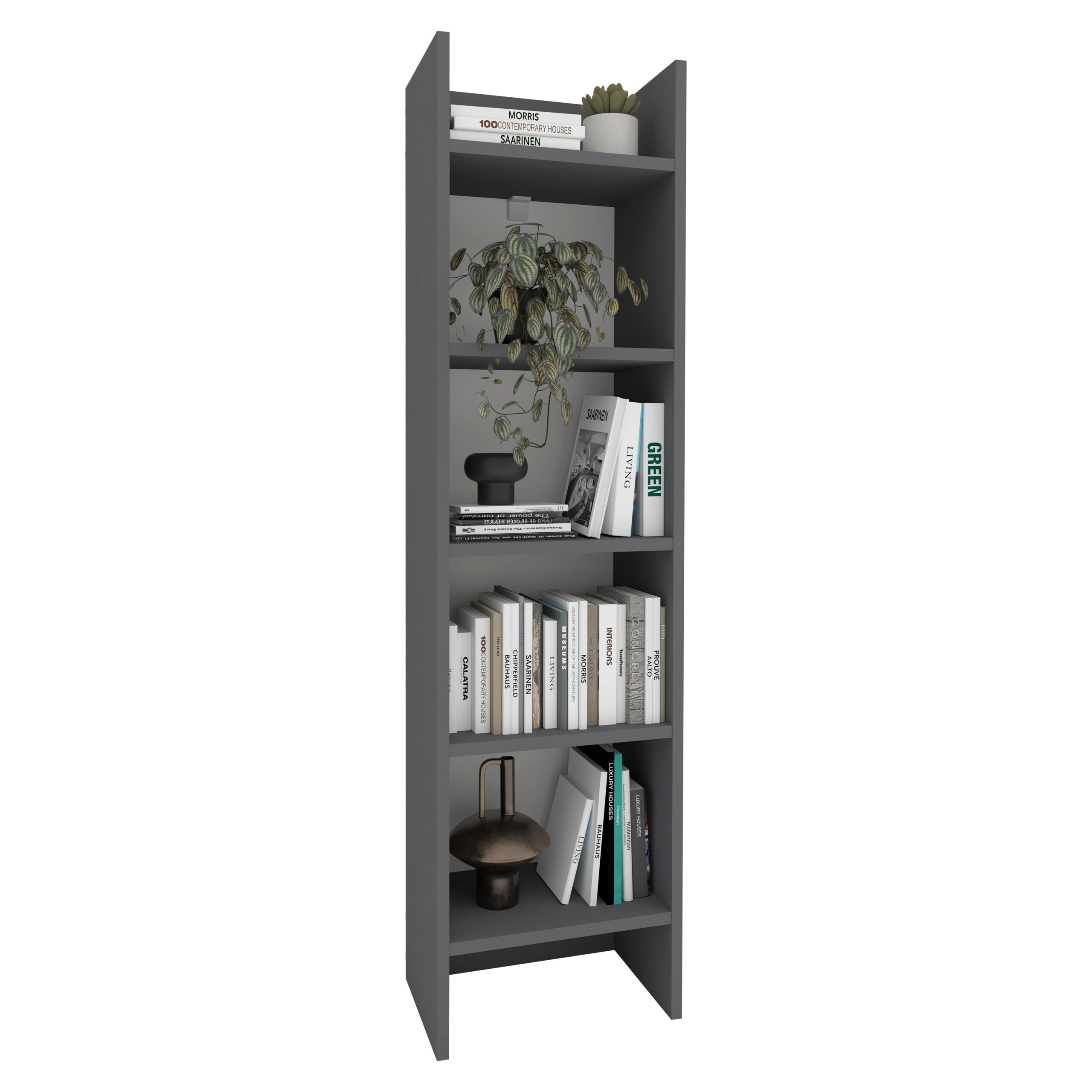 Biblioteca Neda, 5 Polite, Antracit, 53 x 35 x 198 cm