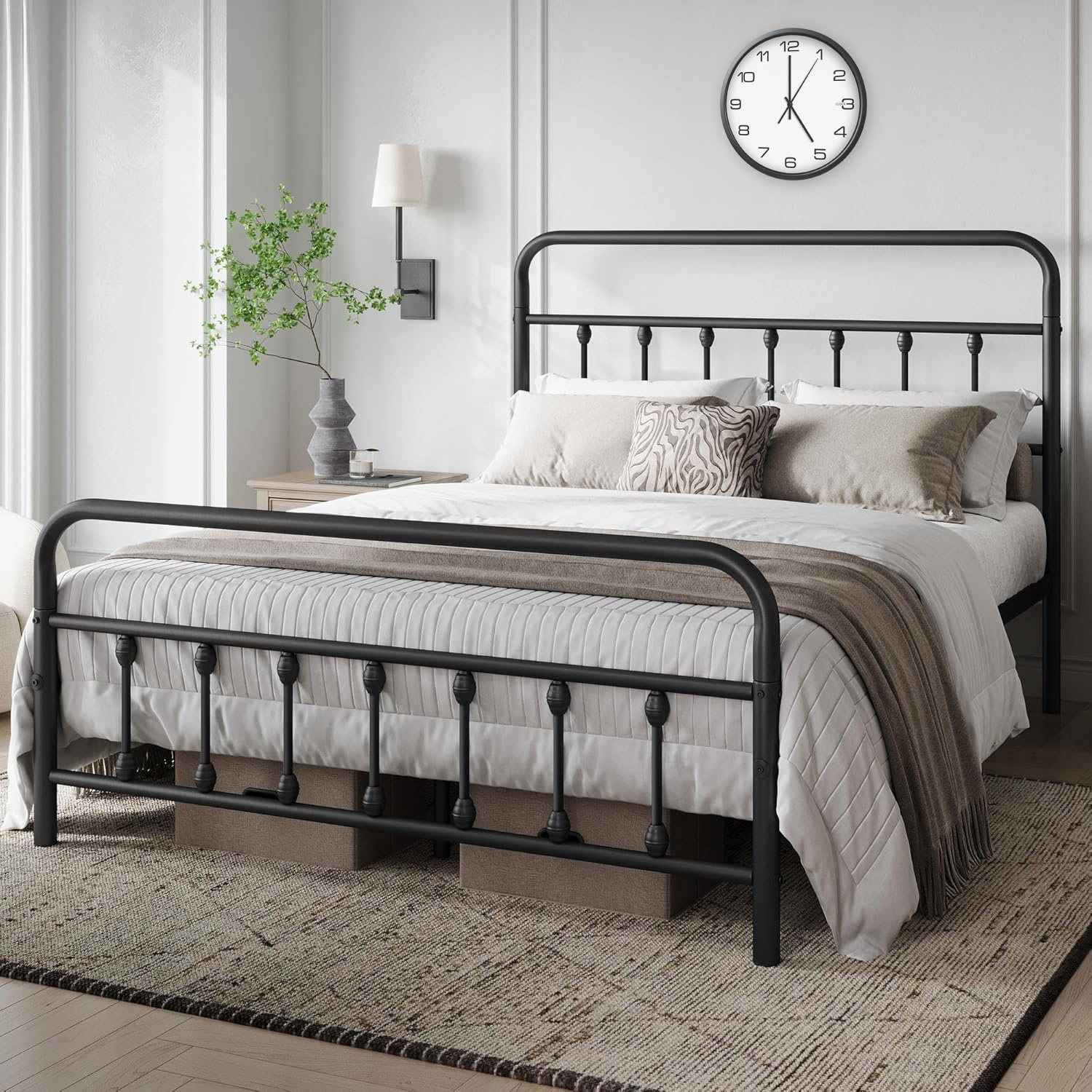 Cadru de Pat Metalic Doctor Home, 160 x 200, Rezistenta 400 KG - Negru