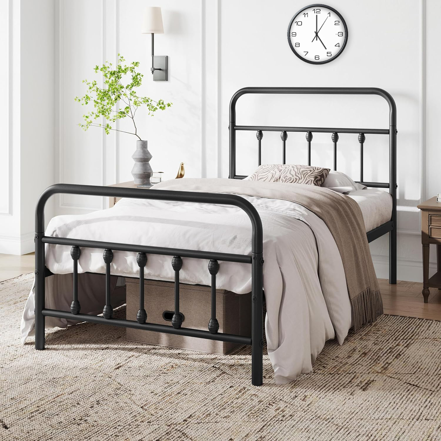 Cadru de Pat Metalic Doctor Home, 90 x 200, Rezistenta 400 KG - Negru
