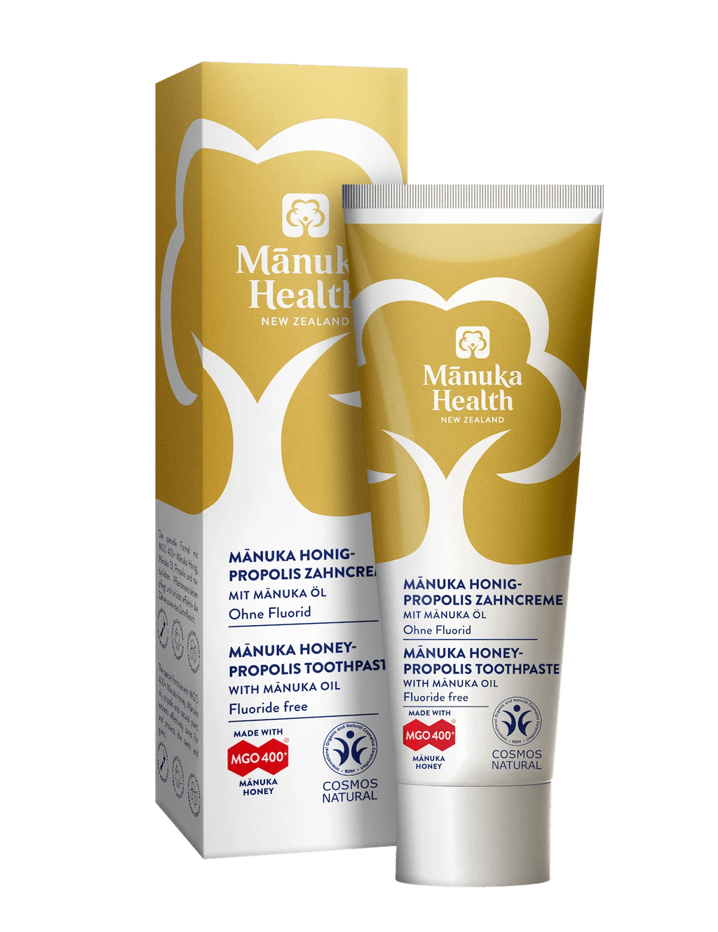 Pasta de dinti fara fluor, cu miere de Manuka MGO 400+, Propolis, ulei de Manuka (75ml) - pentru copii si adulti - Image 2