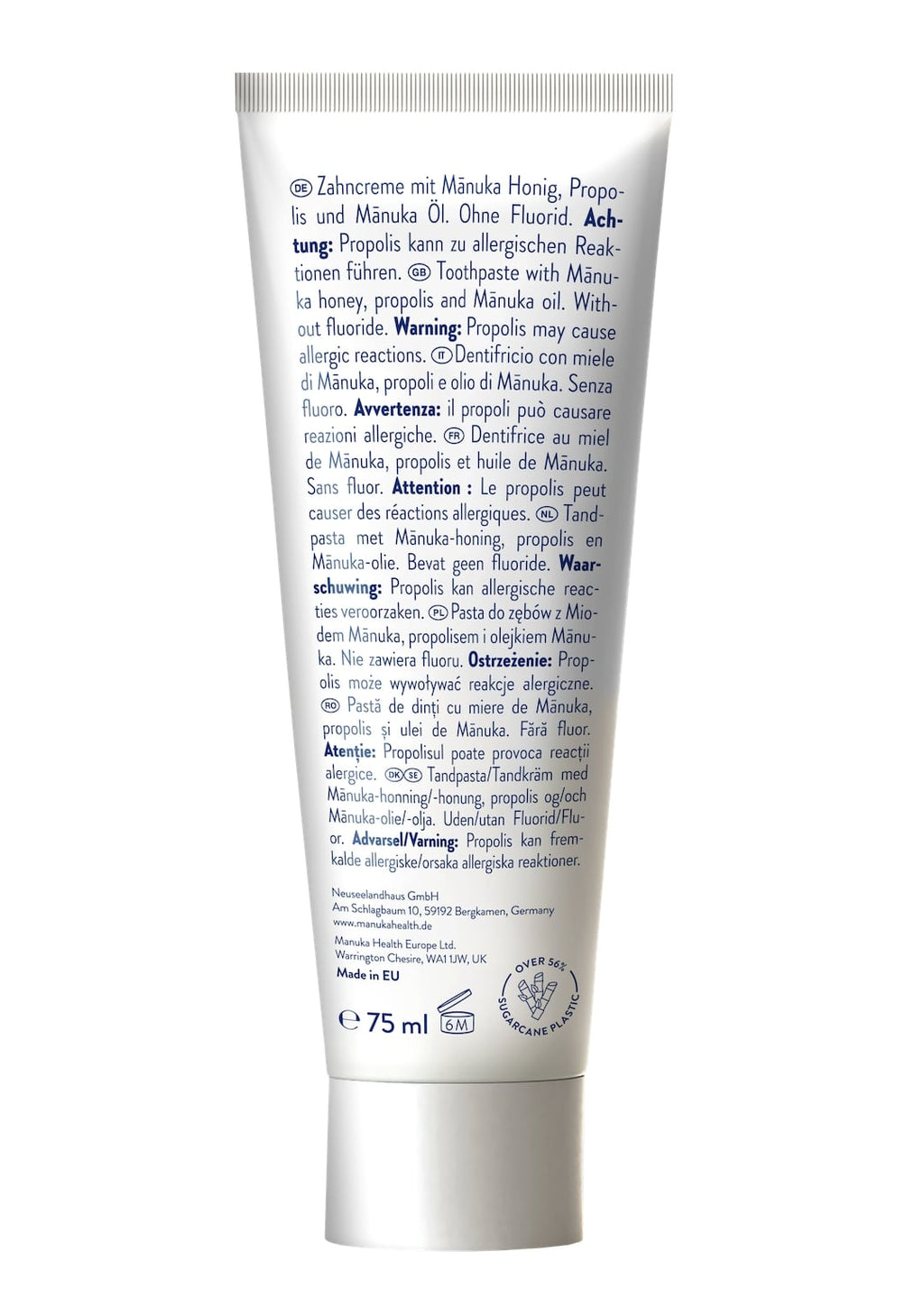 Pasta de dinti fara fluor, cu miere de Manuka MGO 400+, Propolis, ulei de Manuka (75ml) - pentru copii si adulti - Image 3