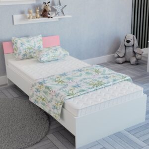 Pat Leco, 200 x 90 cm, saltea spuma inclusa, Alb/Roz