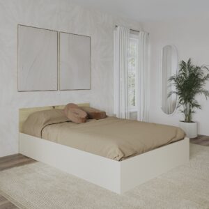 Pat Malmo, 200 x 140 cm, saltea spuma inclusa, Stejar Artisan/Argila