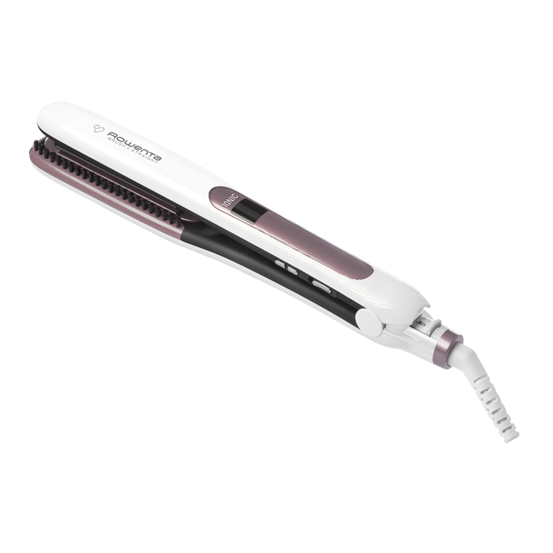 Placă de păr Rowenta Brush&Straight Premium Care SF7510F0 LCD 130 - 200 °C perie integrată cu peri turali plăci mobile ionizare Cashmere Ke
