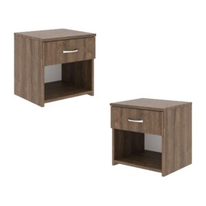 Set 2 Noptiere Remi, 1 Sertar, Stejar Bronz, 40 x 35 x 40 cm