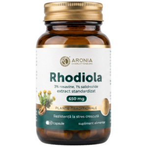 Rhodiola 650 mg — 60 capsule cu extract concentrat din rădăcina plantei, care sprijină organismul împotriva stresului, oboselii mentale și epuizării fizice | Plante Tradiționale