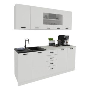 Bucatarie Riga, Alb, L 200 cm