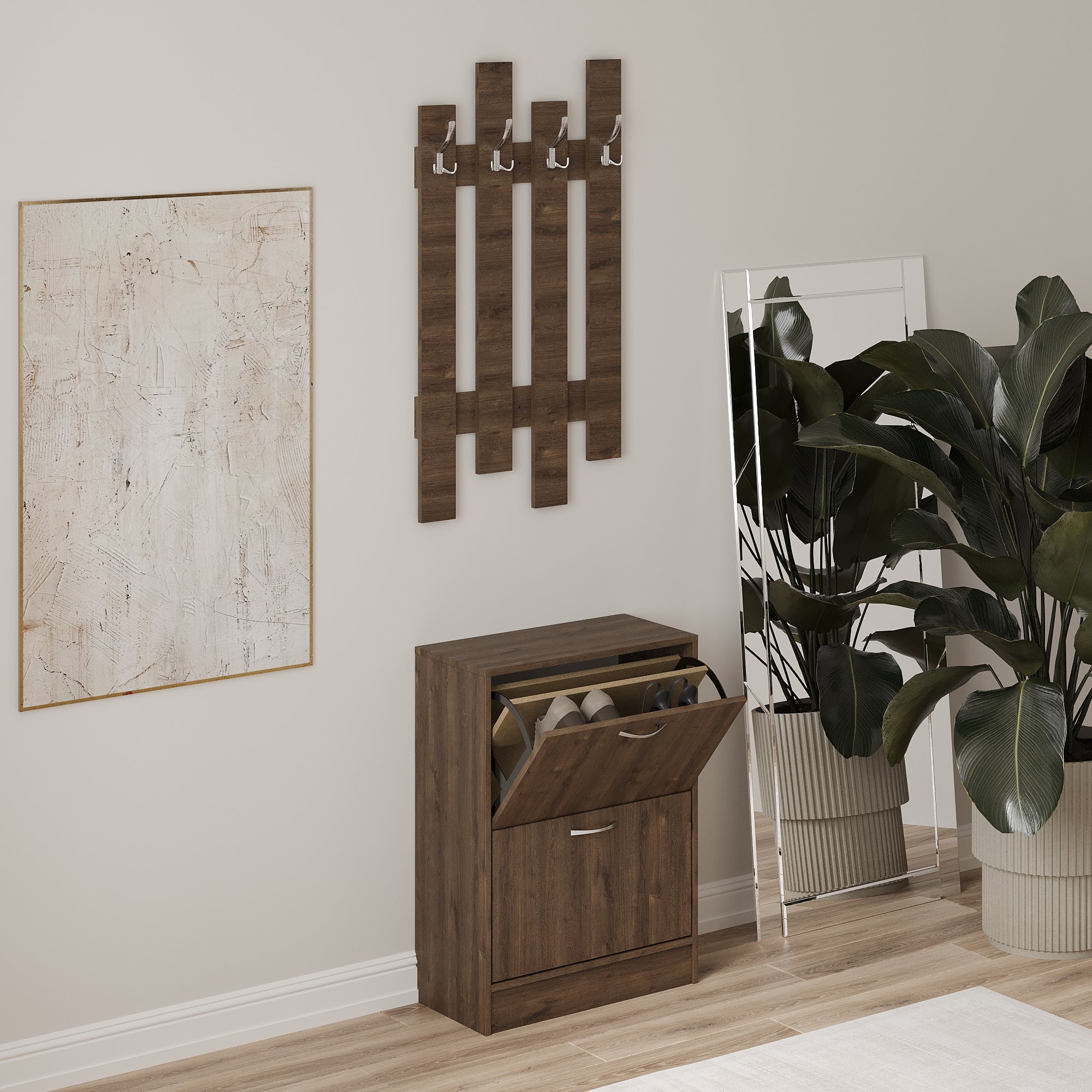 Pantofar Rin, 2 Usi, Stejar Bronz, 63 x 30 x 85 cm