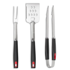 Set Ustensile Gratar Mr. Grill, 3 Bucati, Otel Inoxidabil – Furculita, Spatula, Cleste