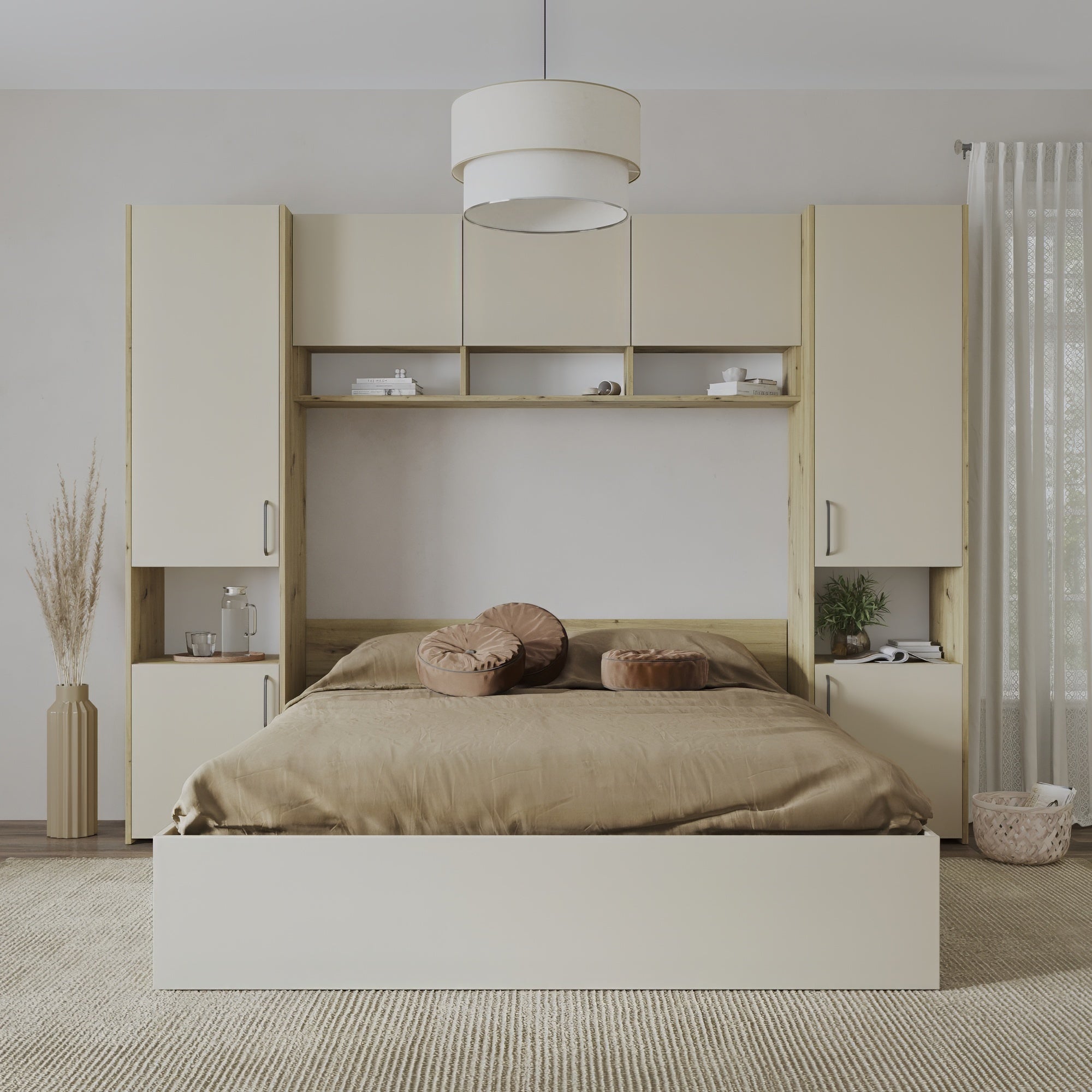 Set dormitor Malmo V11, Pat 200 x 140 cm, Stejar Artisan/Argila