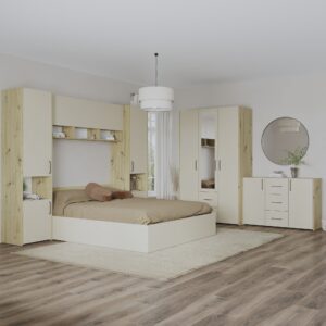 Set dormitor Malmo V12, Pat 200 x 140 cm, Stejar Artisan/Argila