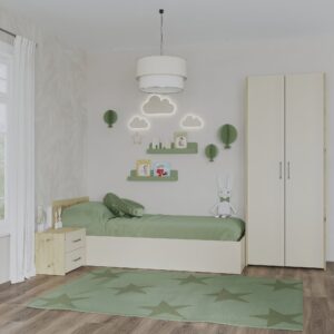 Set dormitor Malmo V18, Pat 200 x 90 cm, Stejar Artisan/Argila