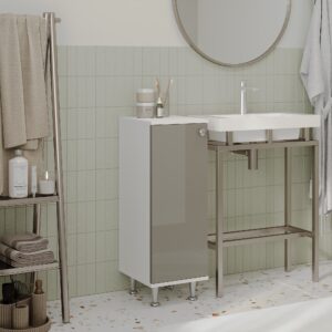 Corp Baie Zaria, 1 Usa, Gri Lucios/Alb, MDF, L 30 x l 35 x H 85 cm