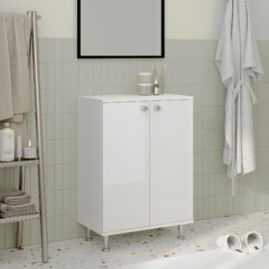 Corp Baie Zaria, 2 Usi, Alb lucios/Alb, MDF, L 60 x l 35 x H 85 cm